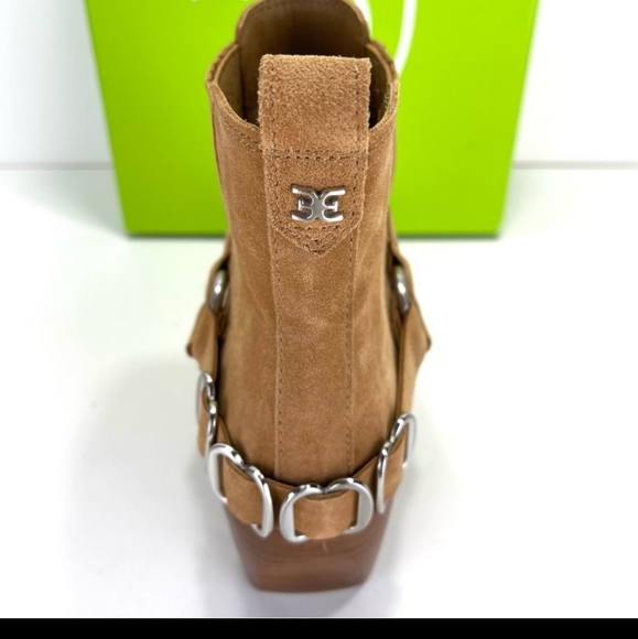 SAM EDELMAN BELLAMIE CAMEL SUEDE WESTERN HARNESS ANKLE BOOTS/BOOTIES🆕 7.5 - Picture 6 of 10